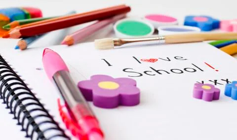 Different accessories for school on white background Stock Photos