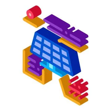 Different actions of solar battery isometric icon vector illustration Stock Illustration