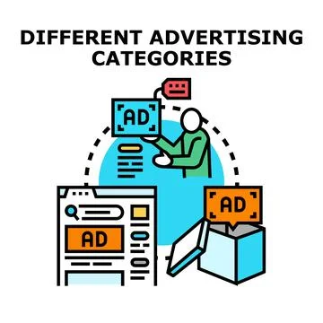 Different advertising categories concept vector illustration Stock Illustration
