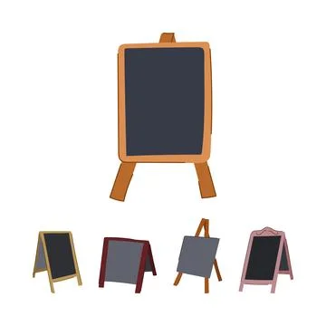 Different advertising chalkboard stands vector set for messages Stockillustratie