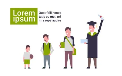 Different ages student elementary school boy secondary schoolboy students Illustrazione stock