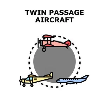Different aircraft types flying around a central point Stock Illustration