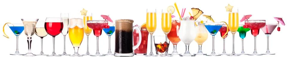 Different alcohol drinks set Stock Photos