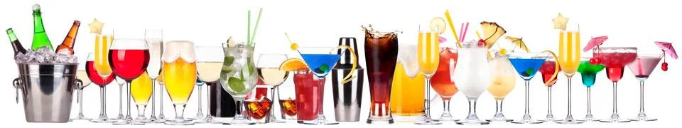 Different alcohol drinks set Stock Photos