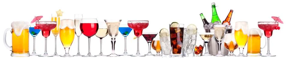 Different alcohol drinks set Stock Photos
