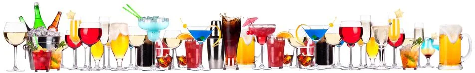 Different alcohol drinks set Stock Photos