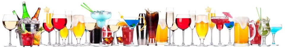 Different alcohol drinks set Stock Photos