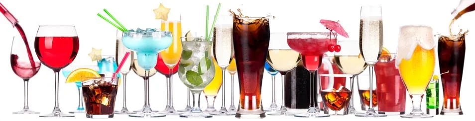 Different alcohol drinks set Stock Photos