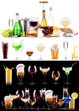 Different alcohol drinks set Stock Photos