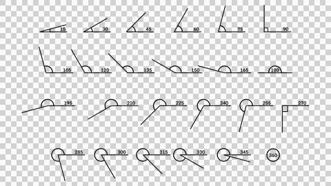 Different angle degrees, measure and geometric math, Educational school Ilustración de archivo