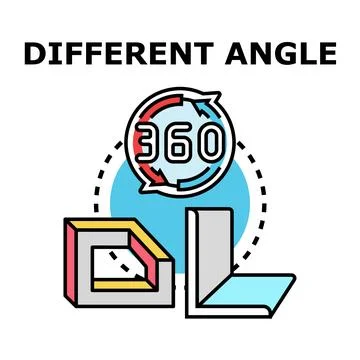 Different angle view concept on white background Illustrazione stock