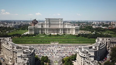 Different angles over the Palace of the Parliament in Bucharest Romania. Stock Footage 100025681
