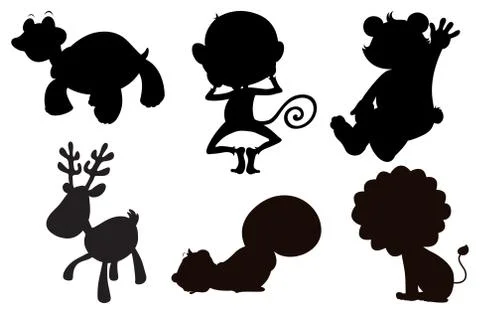 Different animals in black, gray and brown colors Stock Illustration