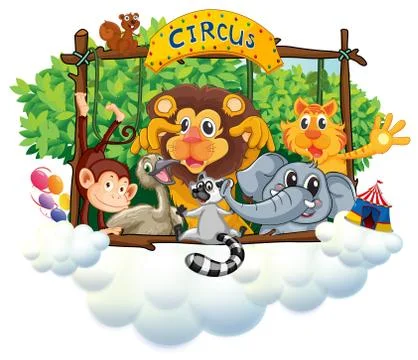 Different animals at the circus Stock Illustration