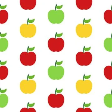 Different apple pattern on white background Stock Illustration