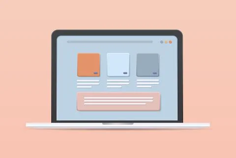 Different applications on laptop screen app development web design concept Stock Illustration