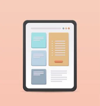 Different applications on tablet pc screen app development web design concept Stock Illustration