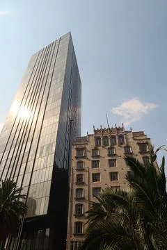 Different architectural styles right next to each other in Mexico City, a t.. Foto stock