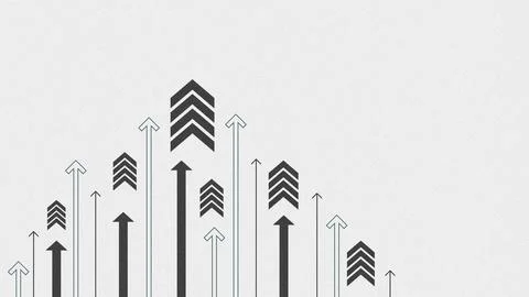 Different arrows point upward in a pattern showing growth and direction in a Illustrazione stock