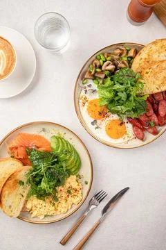 Different assorted breakfast set Stock Photos