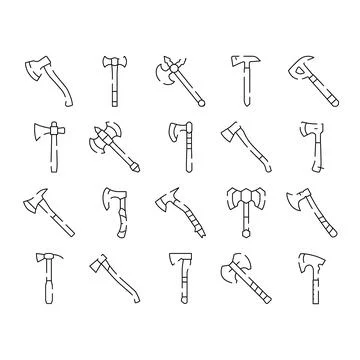 Different axe types tool collection vector icons Stock Illustration