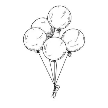 Different balloons. Inflatable balls on a string. Vector illustration Stock Illustration