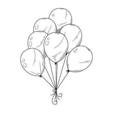 Different balloons. Inflatable balls on a string. Vector illustration Illustrazione stock