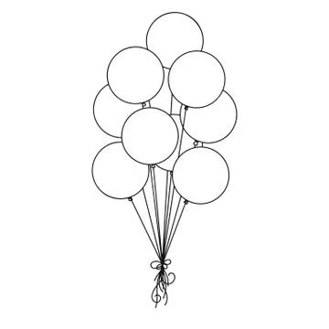 Different balloons. Inflatable balls on a string. Vector illustration Stock Illustration