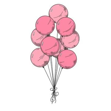 Different balloons. Inflatable balls on a string. Vector illustration Stock Illustration