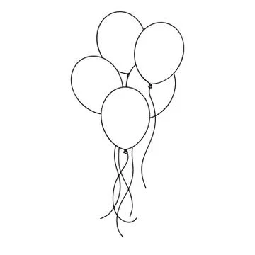 Different balloons. Inflatable balls on a string. Vector illustration Stock Illustration