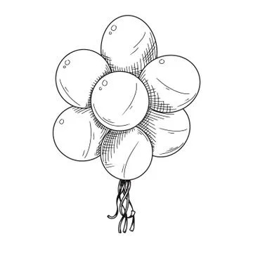 Different balloons. Inflatable balls on a string. Vector illustration Stock Illustration