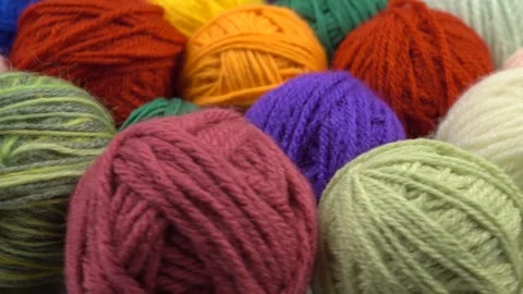 Different balls of threads for knitting, background Stock Footage 270490266