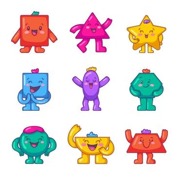 Different basic geometric figures characters. イラスト素材