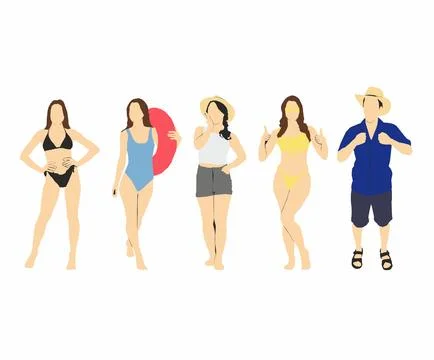  different beach people	 Illustrazione stock