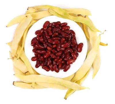  Different beans on a plate. Different beans on a plate. White background.... Stock Photos