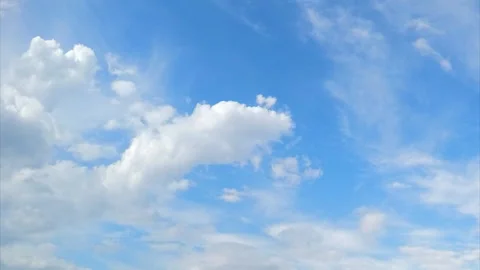 Different beautiful clouds fly through the blue sky timelapse Vidéo 87210513