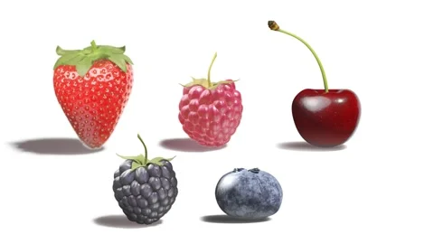 Different berries looped rotation, isolated on white background Video stock 315465250
