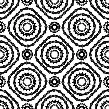 Different Bicycle Chain Frames Seamless Pattern Isolated on White Background 스톡 일러스트