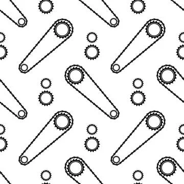 Different Bicycle Chain Frames Seamless Pattern Isolated on White Background 스톡 일러스트
