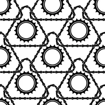 Different Bicycle Chain Frames Seamless Pattern Isolated on White Background Stock Illustration