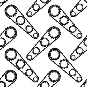 Different Bicycle Chain Frames Seamless Pattern Isolated on White Background Stock Illustration