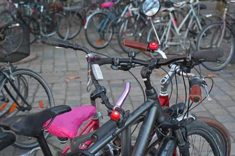 Different bicycles in the parking Stock-Fotos