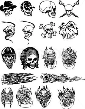 Different Black and White skulls vector-eps Illustration #132440152