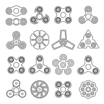 Different black and white spinners Stock Illustration