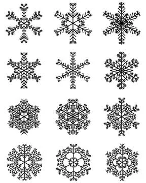 Different black snowflakes 2 Stock Illustration