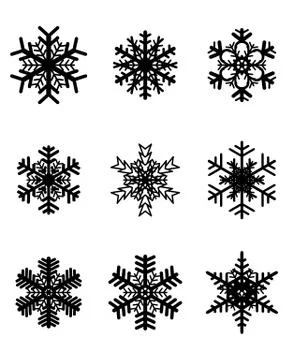 Different black snowflakes Stock Illustration