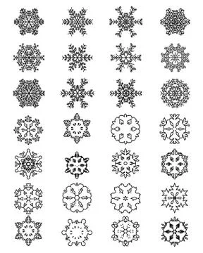 Different black snowflakes Stock Illustration