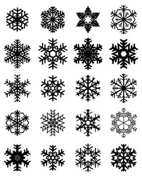 Different black snowflakes Stock Illustration