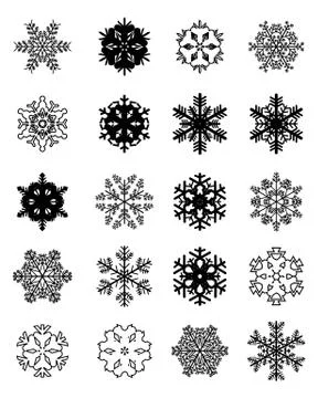 Different black snowflakes Stock Illustration
