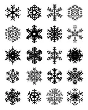 Different black snowflakes Stock Illustration